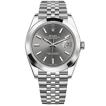 Rolex Datejust 41 Steel Smooth Bezel Jubilee 126300 Dark rhodium